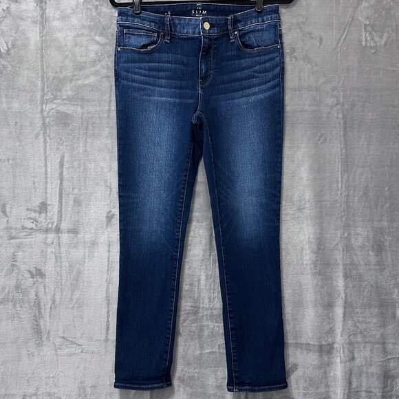 WHBM The Slim Crop Mid-Rise Dark Wash Jeans Sz 6 - Picture 1 of 11